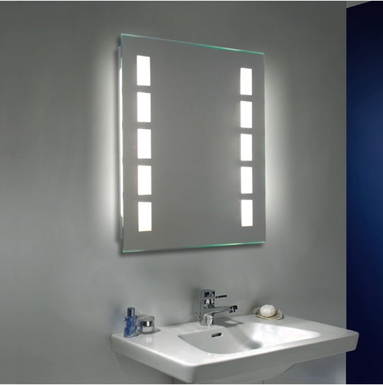 simple-wall-mounted-bathroom-mirror with lighting